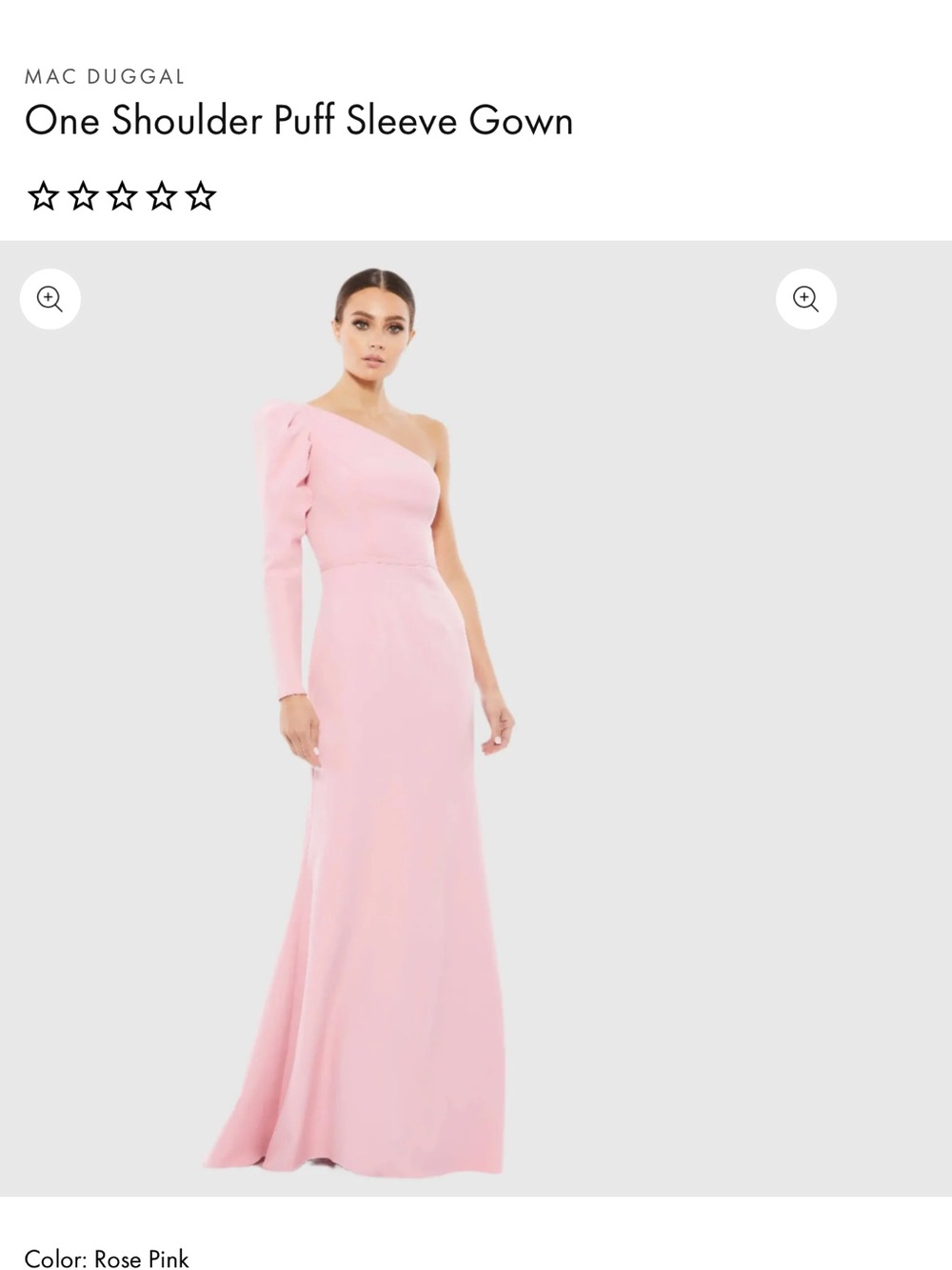 Mac Duggal Pink One-Shoulder Puff Sleeve Evening Gown